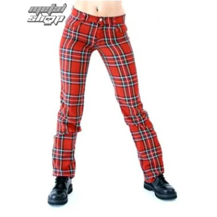 kalhoty gothic BLACK PISTOL Tartan Pants Red-Green 26